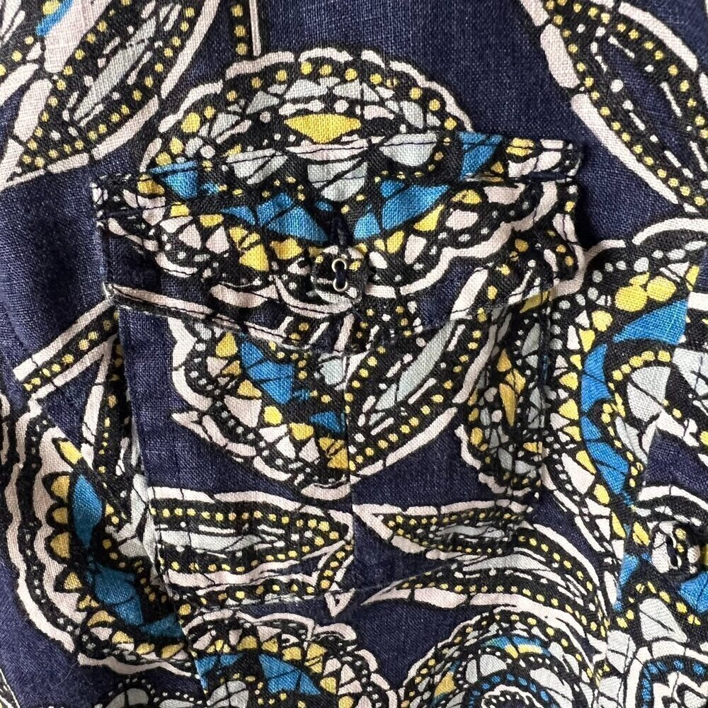 Charter Club Shirts Womens Size 10P Colorful Floral Button Stained Glass Linen - Picture 10 of 16